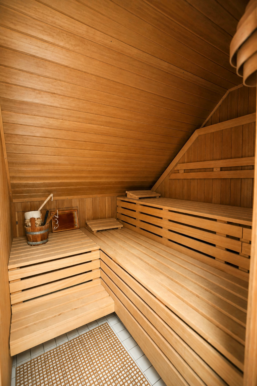 Sauna im Wellnessbereich des Berliner Altbau-Lofts